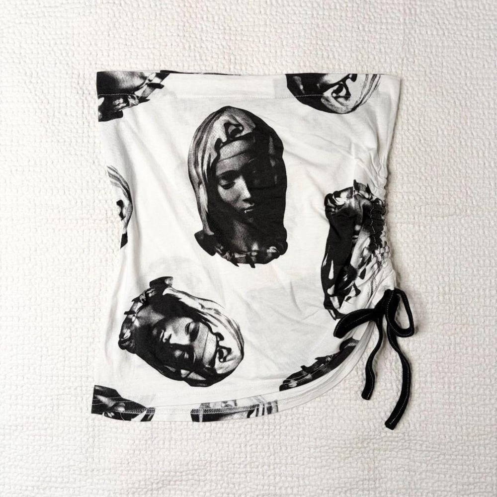 Rebtrait j-fashion graphic ruched tube top